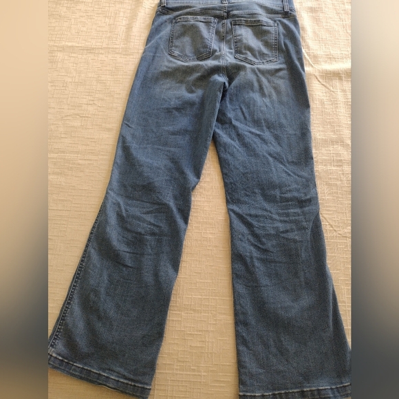Spanx Jeans Women Medium Blue Kick Flare High Rise Vintage Indigo Pull On Denim - Picture 3 of 11